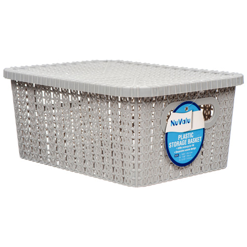 nuvalu plastic storage baskets with lid - 9.6 x 7.1 x 4.1  -- 24 per case