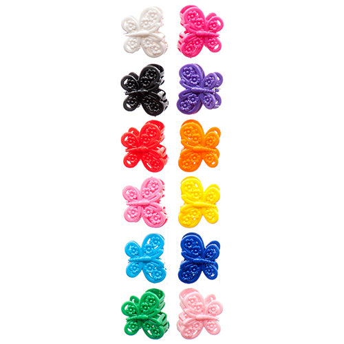 small butterfly hair jaw clips - 300 pieces - assorted colors -- 12 per box