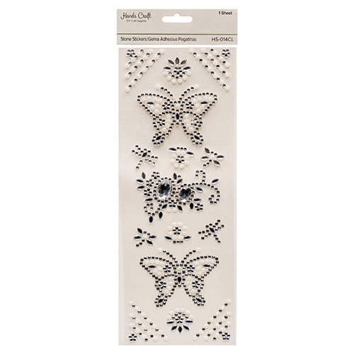 angels craft stone sticker butterflies - clear  -- 12 per box