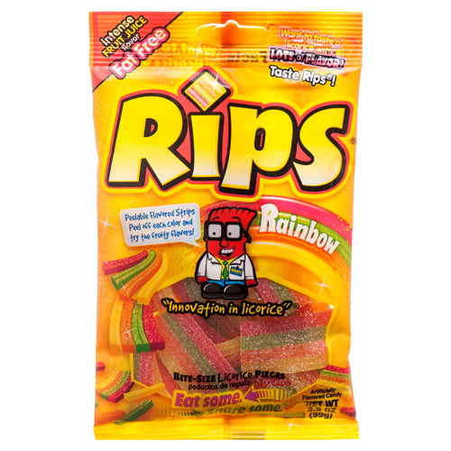 rips sour candy - rainbow peelable pieces - 3.5oz -- 12 per case