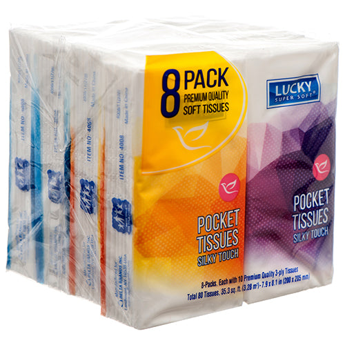 lucky pocket tissue soft 8 pack premium quality -- 24 per case