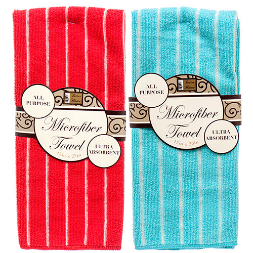 microfiber kitchen towels - stripe pattern  -- 72 per box