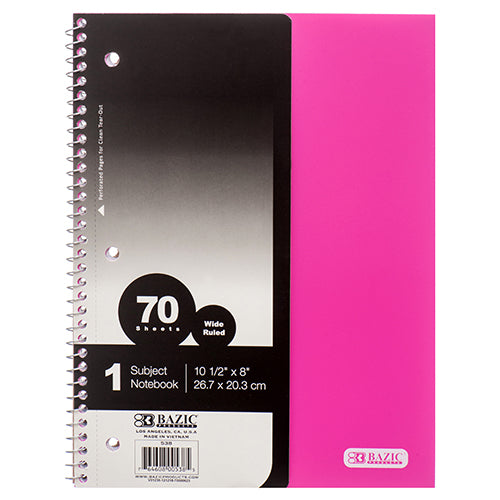 bazic notebooks - 70 pages - wide rule - 24 pack -- 24 per case