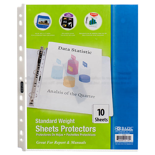 bazic sheet protectors standard weight 10 sheets  -- 24 per box