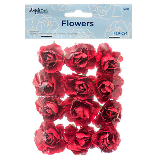 craft paper flowers 1.75 in - maroon -- 12 per case