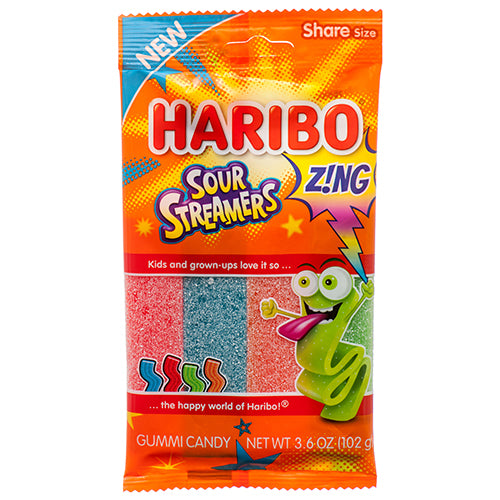 haribo sour streamers - 3.6 oz - -  -- 12 per case