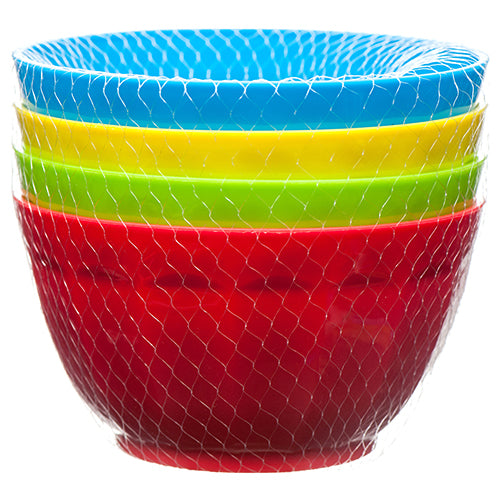 plastic round bowls - 4 pack - nuvalu -- 24 per case