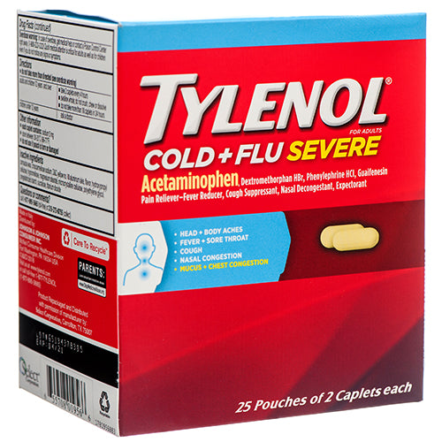 tylenol cold + severe flu - 500 pack -  -- 25 per box