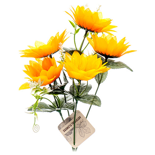 artificial sunflower arrangement - 5 flowers -- 24 per case