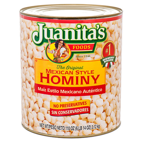 juanitas hominy - 110 oz -  -- 6 per case