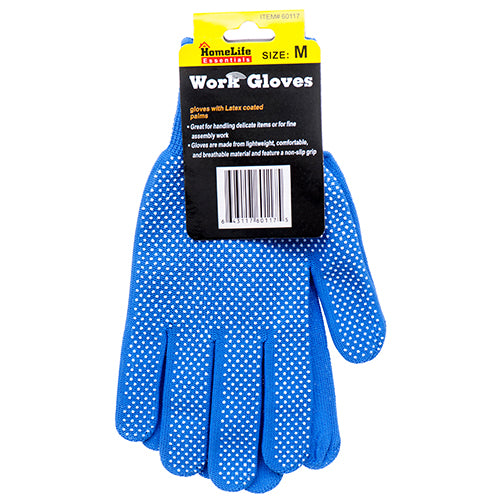 pvc dotted palm gloves - blue - medium  -- 12 per box