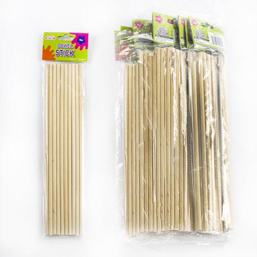 natural wooden dowel sticks -   -- 12 per box