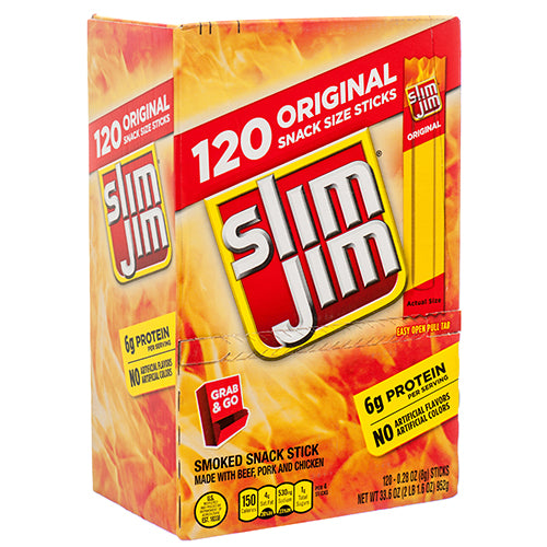 slim jim original beef sticks - 120ct case -  -- 120 per box