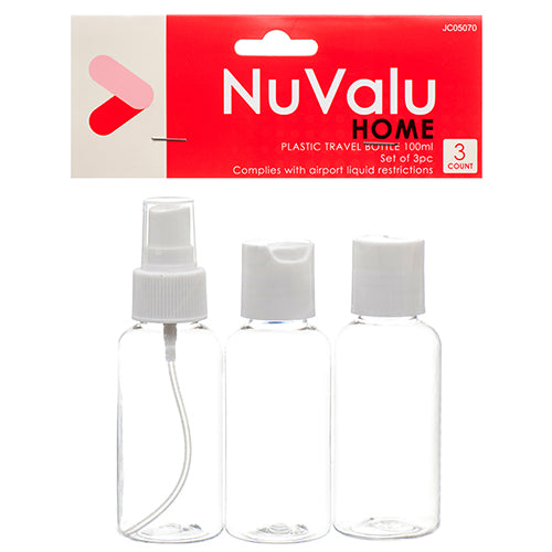 nuvalu plastic travel bottle - 24 pack - 100ml/44g -- 24 per case