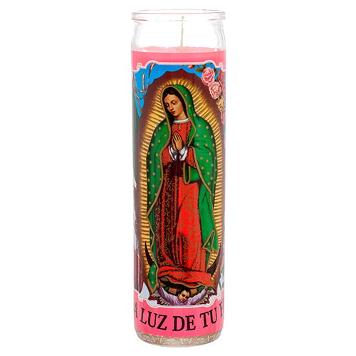 virgen de guadalupe pink veladora candles  -- 12 per case