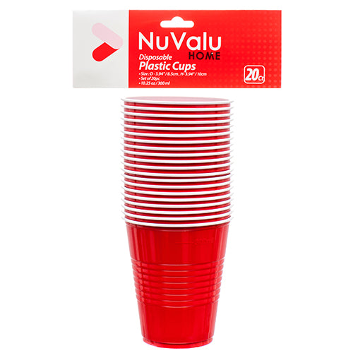 nuvalu disposable red cups - 300ml - 24 packs -- 24 per case