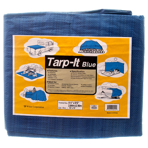 10x10 blue tarpaulin - waterproof polyethylene -- 1 per box