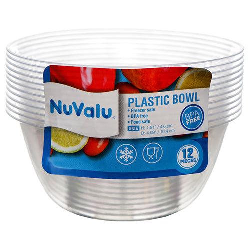 nuvalu plastic bowls - round - clear -- 24 per case