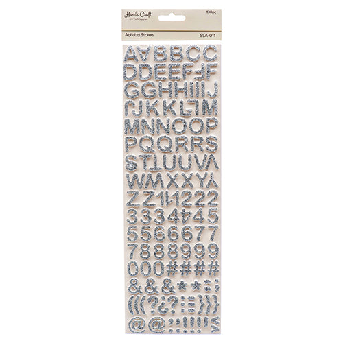 angels craft alphabet stickers silver glitter  -- 12 per box