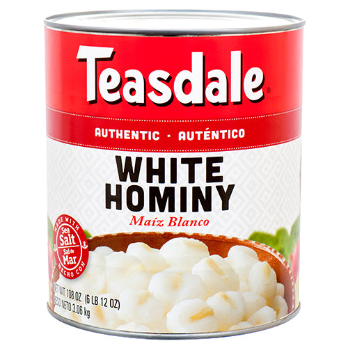 teasdale 108z white hominy - bulk -- 6 per case