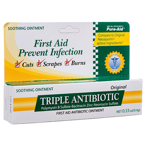 pure-aid triple antibiotic ointment - 0.33oz -- 24 per case