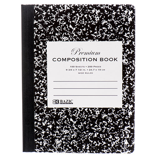 premium black marble composition books - 100 sheets  -- 48 per case