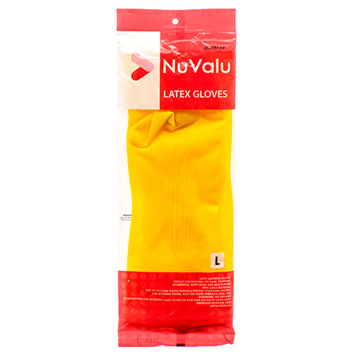 nuvalu latex gloves - large - yellow -   -- 12 per box