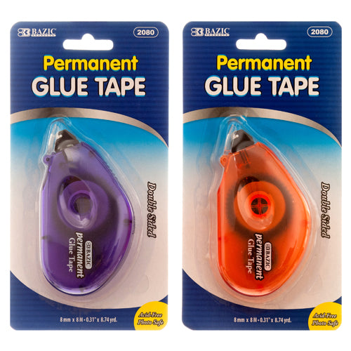 bazic permanent glue tape  - 6 asst colors -- 24 per box