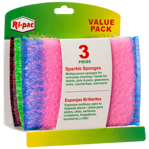 ri-pac sparkle sponges - stripes assorted colors  -- 36 per case