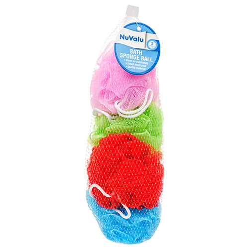 nuvalu bath sponge balls - assorted colors - 4pcs/pack -- 24 per box