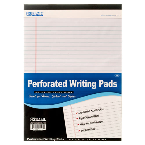 legal pad 8.5 x 11 1pk white -- 48 per case