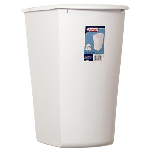sterilite 5.5 gallon waste baskets - white  -- 6 per case