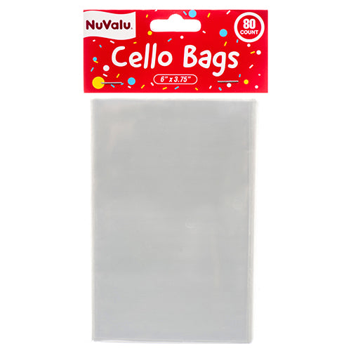 nuvalu clear cellophane bags - 6 x 3.75 - 80 ct  -- 24 per box