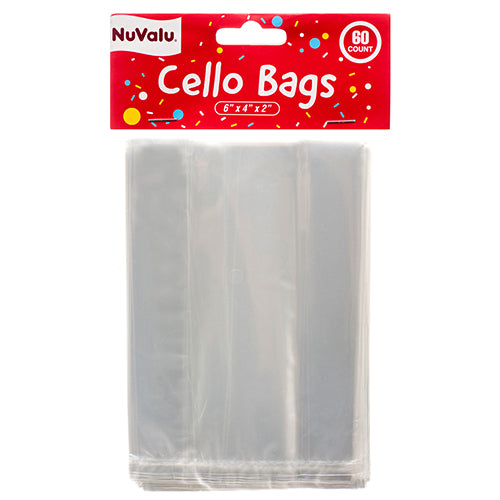 nuvalu cello bags - clear - 6 x 4 x 2  -- 24 per box