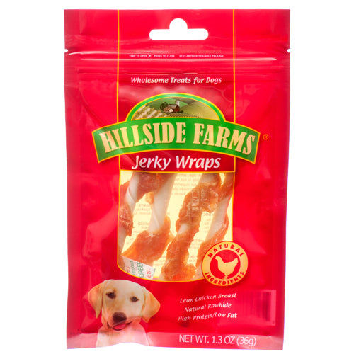 hillside farms chicken & rawhide jerky wraps -- 48 per case