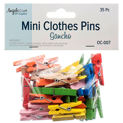 angels craft wood clothe pins - assorted colors  -- 12 per box