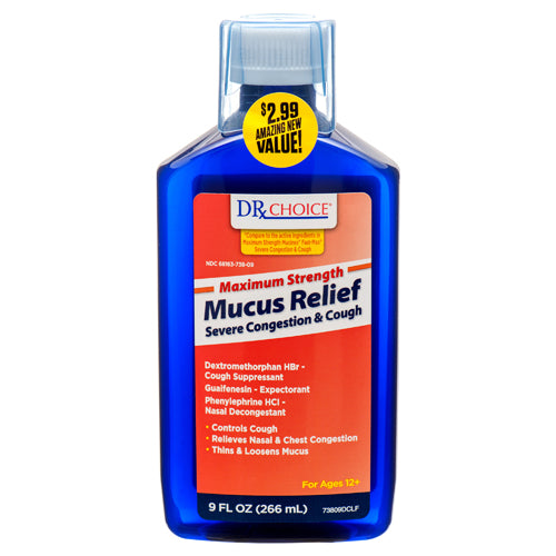 drx choice mucus relief severe congestion 9 oz -- 12 per case