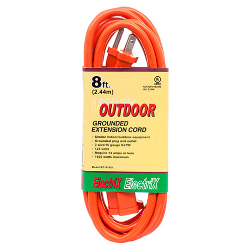 8ft ul outdoor 16 gauge electric extension cord -- 15 per box