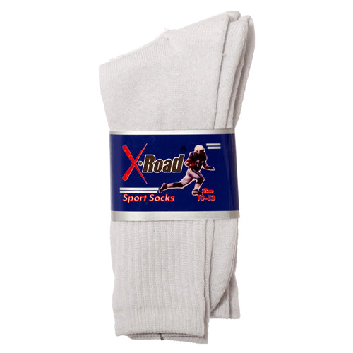 men's sport socks 2pk crew - all white 10-13 - 120/case -- 6 per box