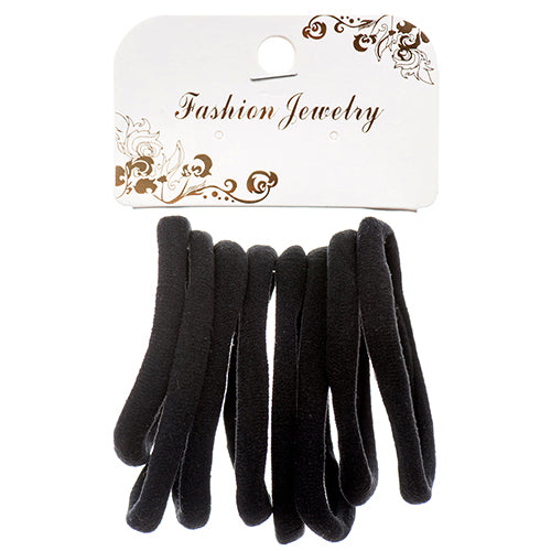 hair ties - 8 count - bulk - black -- 12 per box