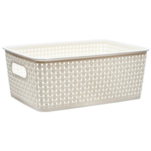 nuvalu plastic basket - white color rattan - 7.87 in x 10.62 in x 4.21 in #10 -- 12 per box