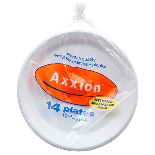 axxion foam plates 10 inch - white -- 40 per case