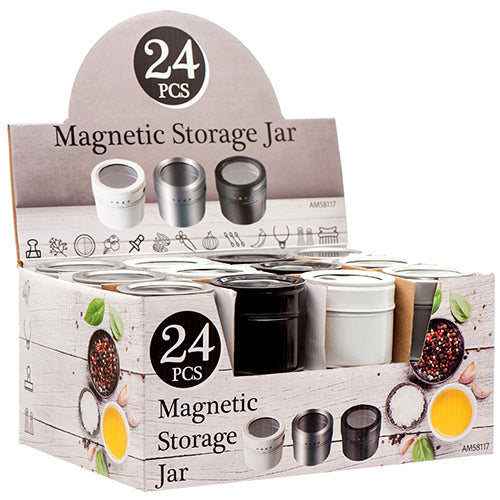 aluminum spice jar w maget 3 asst clr -- 24 per box