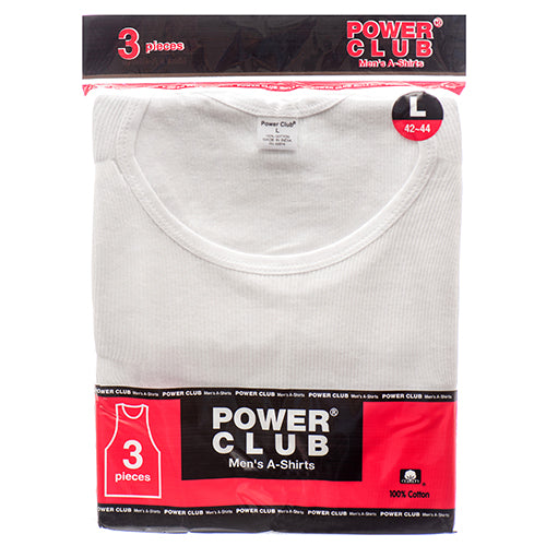 power club a-shirt white large 3pk -- 4 per box