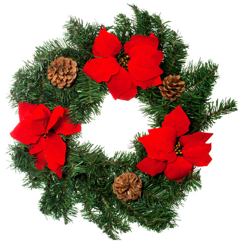 11 in hx wreath with poinsettia -  -- 12 per case