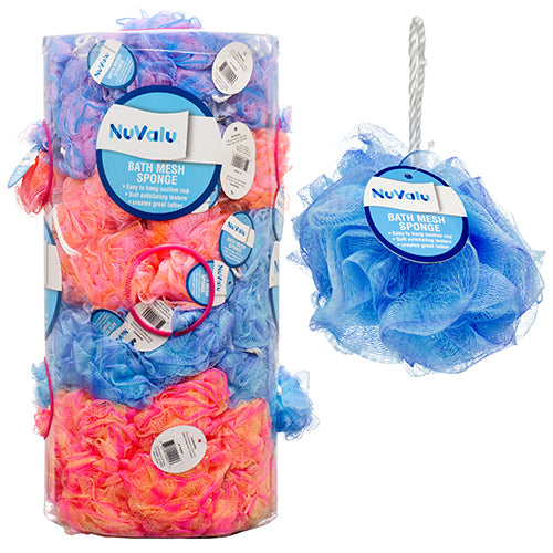 nuvalu bath sponge balls in tub - 50g - 96pcs assorted colors -- 96 per case