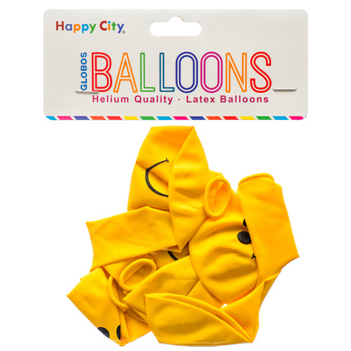 smiley face yellow globos balloons -  -- 12 per box