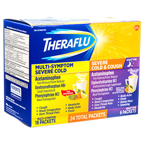 theraflu nighttime severe cold & cough assorted  -- 24 per box