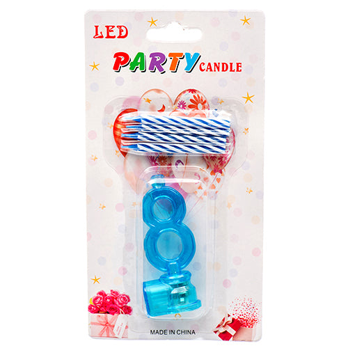 led flashing candles #8 - birthday party supplies  -- 12 per box