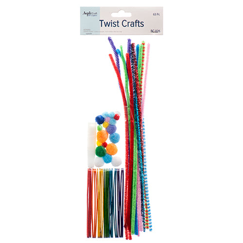 angels craft assorted chenille stems, cotton balls, eyes  -- 12 per box